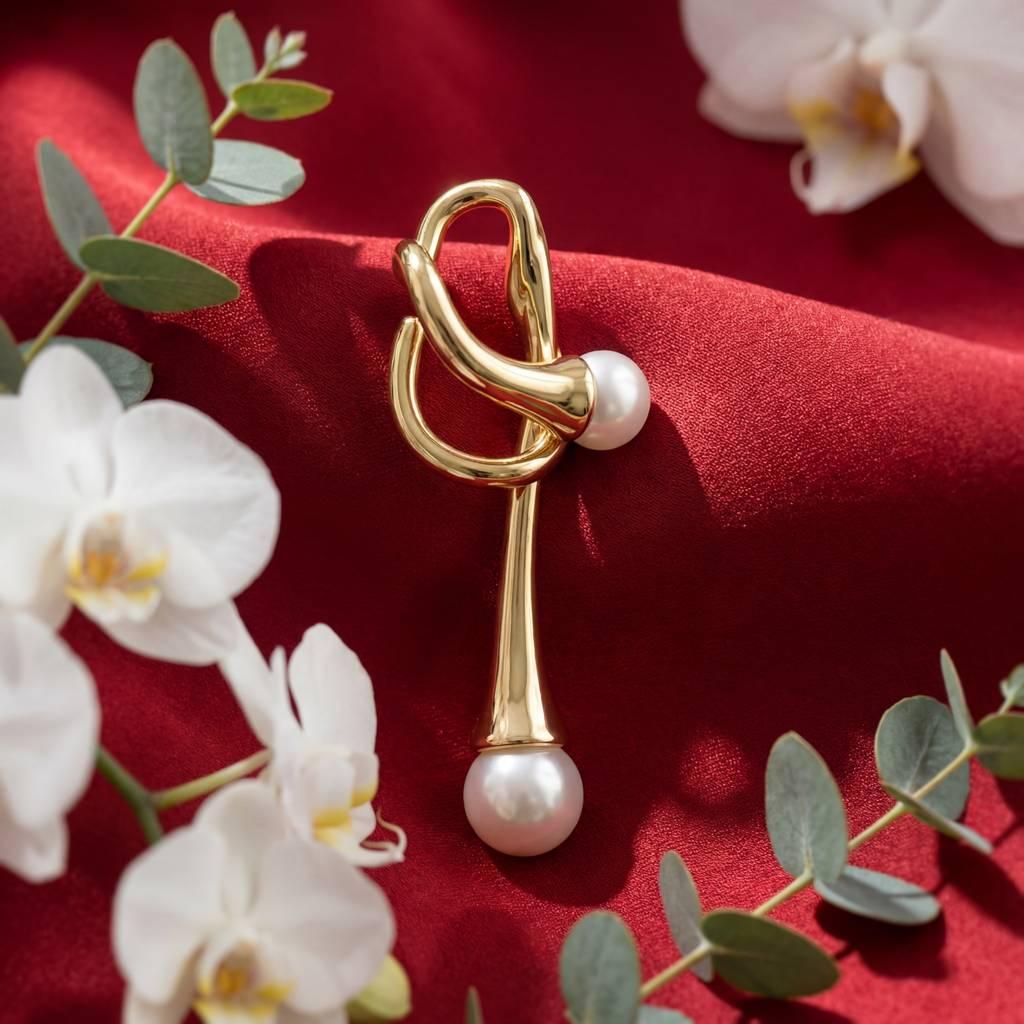 Korean Sculptural Gold Pearl Drop